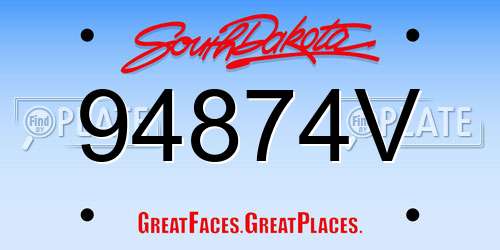 94874V South Dakota License Plate