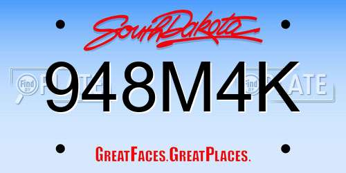 948M4K South Dakota License Plate