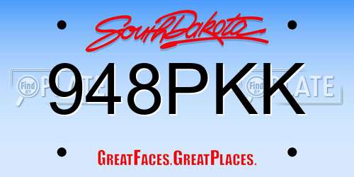 948PKK South Dakota License Plate