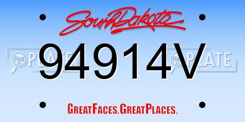 94914V South Dakota License Plate