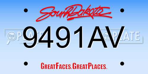 9491AV South Dakota License Plate