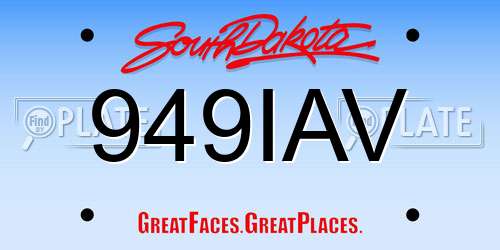 949IAV South Dakota License Plate