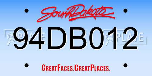 94DB012 South Dakota License Plate
