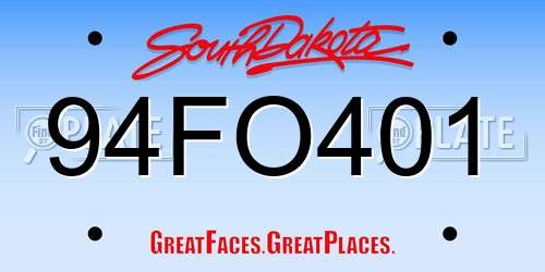 94FO401 South Dakota License Plate