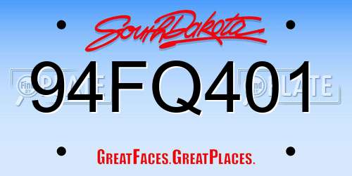 94FQ401 South Dakota License Plate