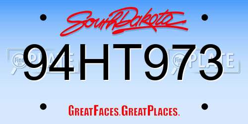94HT973 South Dakota License Plate