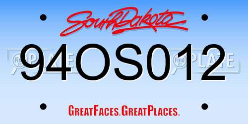94OS012 South Dakota License Plate