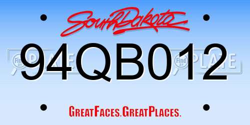 94QB012 South Dakota License Plate