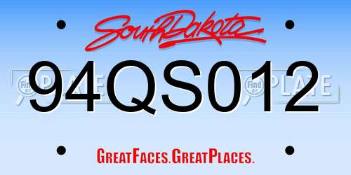 94QS012 South Dakota License Plate