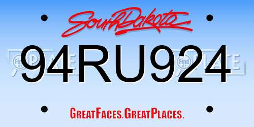 94RU924 South Dakota License Plate