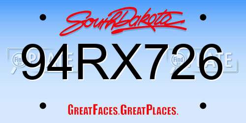 94RX726 South Dakota License Plate