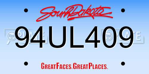 94UL409 South Dakota License Plate