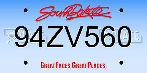 94ZV560 South Dakota License Plate