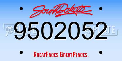 9502052 South Dakota License Plate