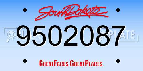 9502087 South Dakota License Plate