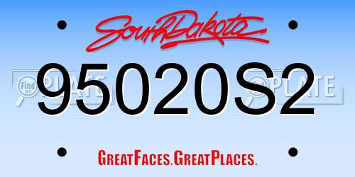 95020S2 South Dakota License Plate