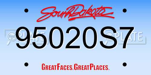 95020S7 South Dakota License Plate