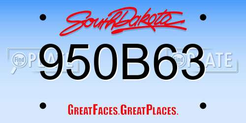 950B63 South Dakota License Plate