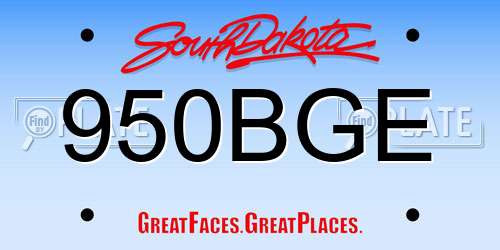 950BGE South Dakota License Plate