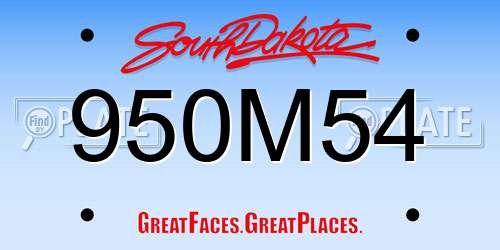 950M54 South Dakota License Plate