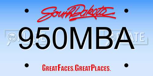 950MBA South Dakota License Plate