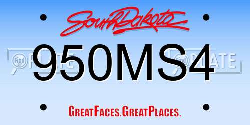 950MS4 South Dakota License Plate