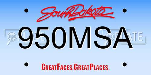 950MSA South Dakota License Plate