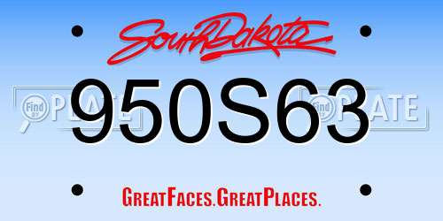 950S63 South Dakota License Plate