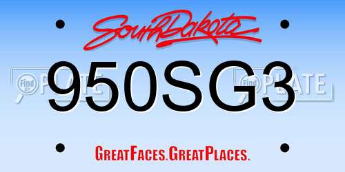 950SG3 South Dakota License Plate