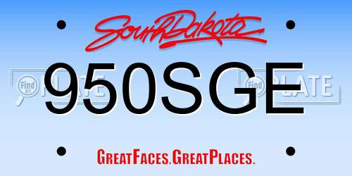 950SGE South Dakota License Plate