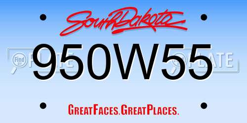 950W55 South Dakota License Plate