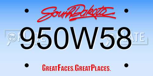 950W58 South Dakota License Plate