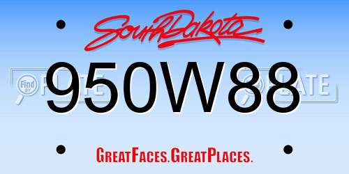 950W88 South Dakota License Plate