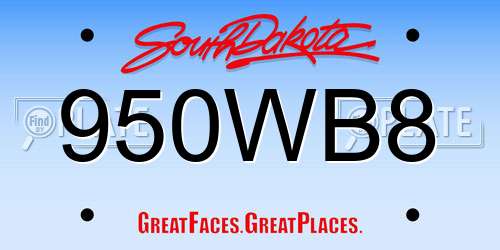 950WB8 South Dakota License Plate