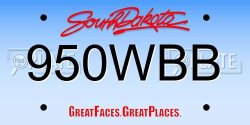 950WBB South Dakota License Plate