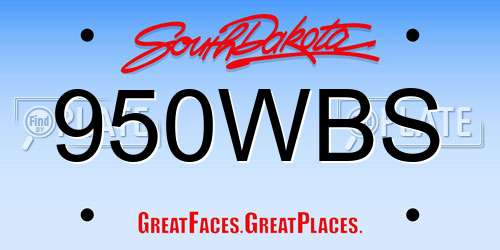 950WBS South Dakota License Plate