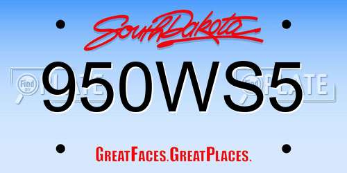 950WS5 South Dakota License Plate