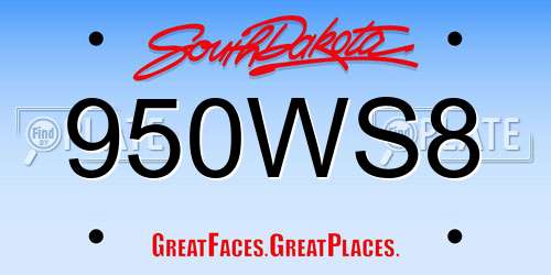 950WS8 South Dakota License Plate
