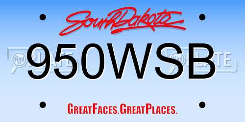 950WSB South Dakota License Plate