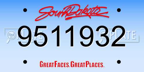 9511932 South Dakota License Plate
