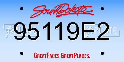 95119E2 South Dakota License Plate
