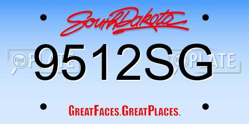 9512SG South Dakota License Plate