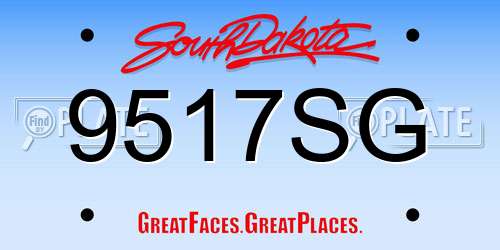 9517SG South Dakota License Plate