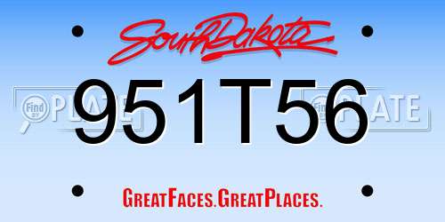 951T56 South Dakota License Plate