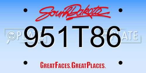 951T86 South Dakota License Plate