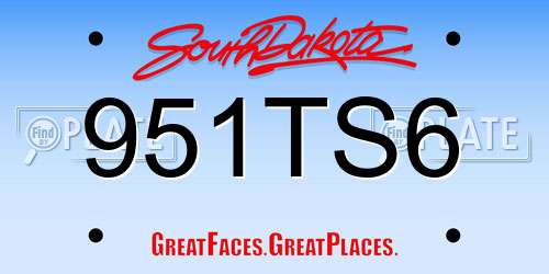 951TS6 South Dakota License Plate