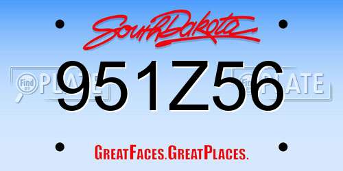 951Z56 South Dakota License Plate