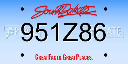951Z86 South Dakota License Plate