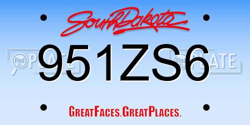 951ZS6 South Dakota License Plate
