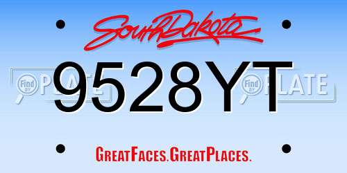 9528YT South Dakota License Plate